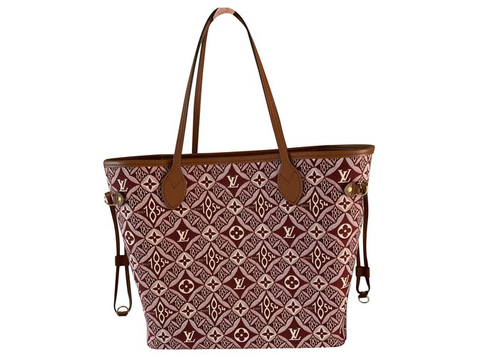 Neverfull Louis Vuitton Handtaschen Bordeaux Leinwand  ref.231572