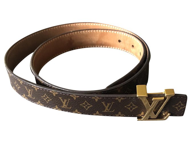 Louis Vuitton Cintura di iniziali Marrone Tela  ref.231573