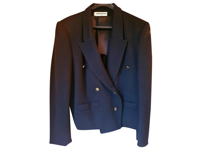 Sonia Rykiel chaqueta de traje Azul marino Lana  ref.231575