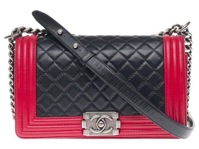 Boy Chanel Handbags Black Red Leather  ref.231589