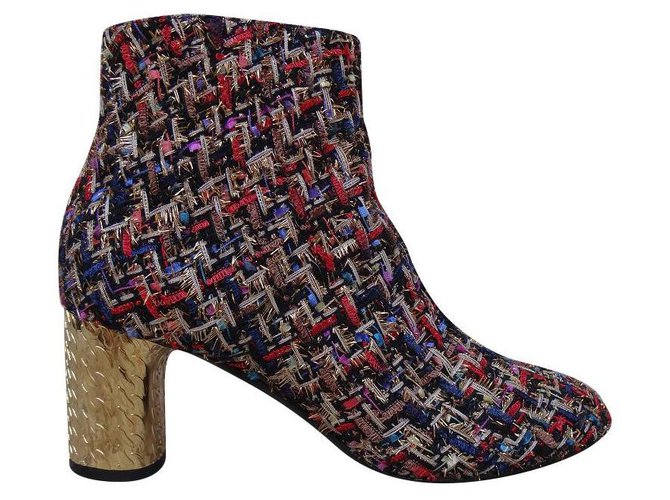 Casadei Ankle Boots Multiple colors Golden Tweed  ref.231608