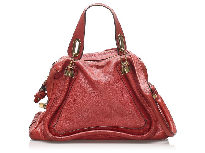 Chloé Bolso satchel de cuero rojo Paraty de Chloe Roja Becerro  ref.231624