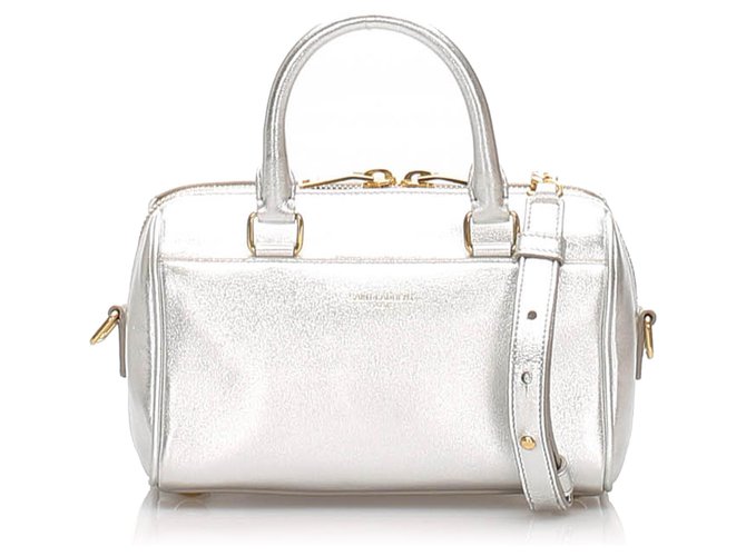 Yves Saint Laurent YSL Silver Baby Classic Metallic Leather Duffle Bag Silvery Pony-style calfskin  ref.231679