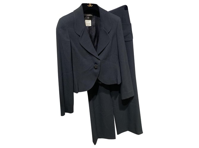 Chanel traje de pantalon Negro Viscosa Acetato  ref.231753