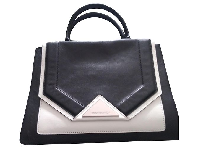 Borsa a mano Karl Lagerfeld in pelle nera Nero