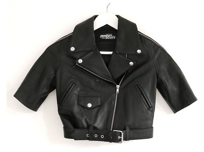 Jeremy Scott Cropped Zip Sleeve Biker Black