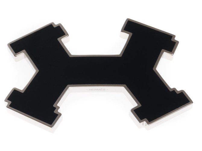 Very current Hermès Street model belt buckle in black lacquered metal  ref.231888