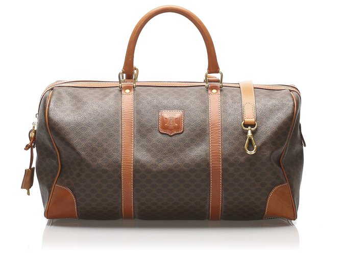 Céline Celine Brown Macadam Travel Bag Leather Plastic Pony-style calfskin  ref.232095