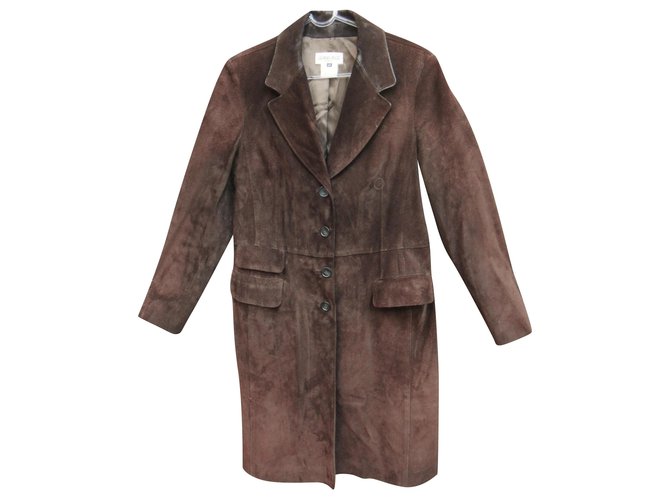 Georges Rech t leather coat 40 Dark brown  ref.232199