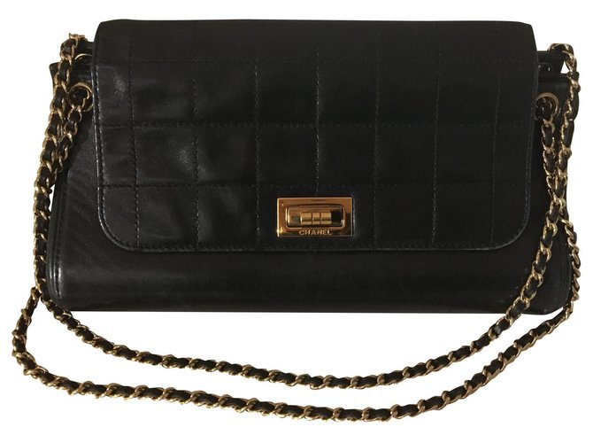 Chanel 2.55 Black Leather  ref.232220