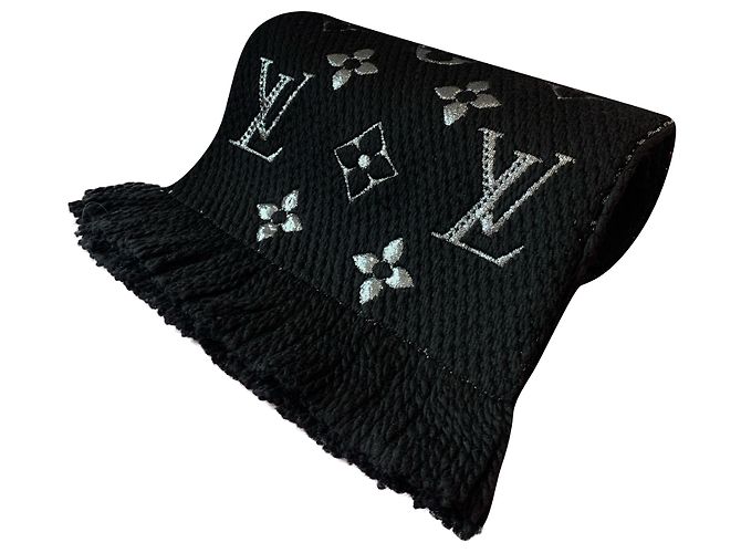 Louis Vuitton Scialle Logomania Nero Lana