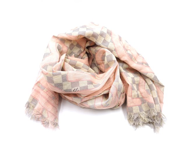 Louis Vuitton Pink Damier Azur Tahitienne Cotton Scarf/Wrap ref.232262 -  Joli Closet