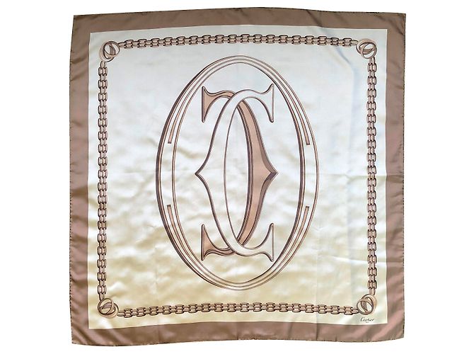 Bufanda de cartier 90 X 90 cm Beige