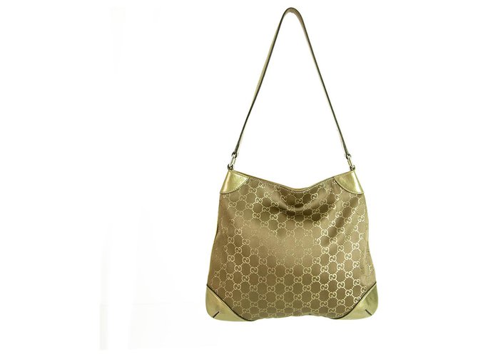 Gucci Monogram Gg Brown Gold Silk Shoulder Bag With Golden Leather Trim Handbags Bronze Ref 232350 Joli Closet - Gold Leather Handbags Gucci Monogram Gg Brown Gold Silk Shoulder Bag With Golden Leather Trim Handbags Bronze Ref 232350 Joli Closet - Gold Leather Handbags