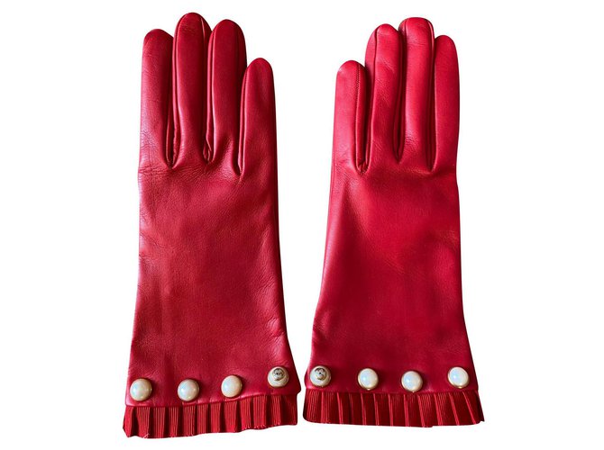 Handschuhe. Gucci neu. Rot Leder  ref.232363