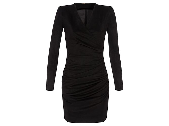 Maje Kory Black Polyester Suede Effect Dress