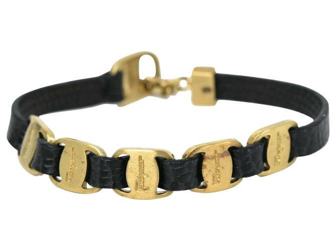 Salvatore Ferragamo Bracelet Black Leather  ref.232378