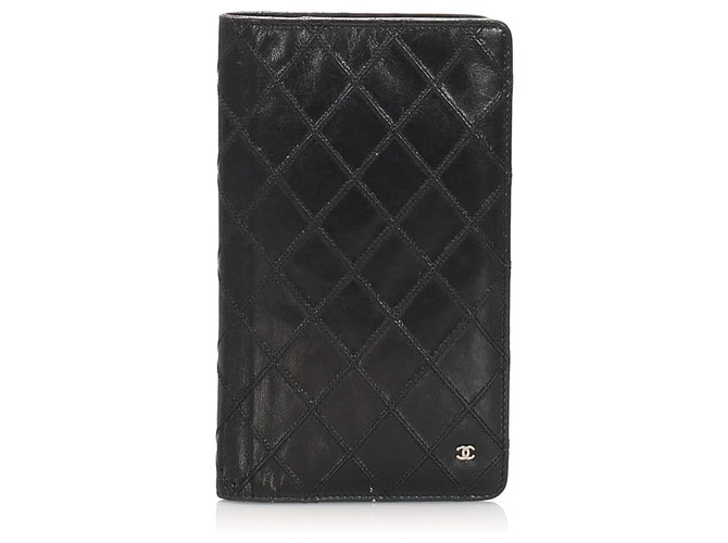 Chanel Black Surpique Leather Long Wallet Pony-style calfskin  ref.232407