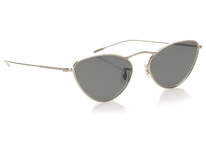 Oliver Peoples Black Cat Eye Tinted Sunglasses Golden Metal  ref.232495