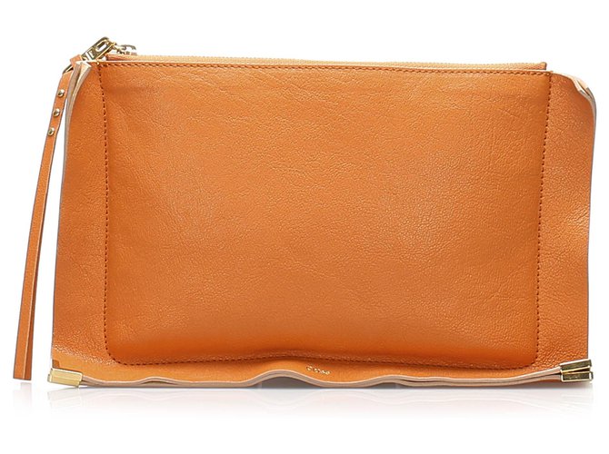Chloé Chloe Orange Leather Clutch Bag Pony-style calfskin  ref.232522