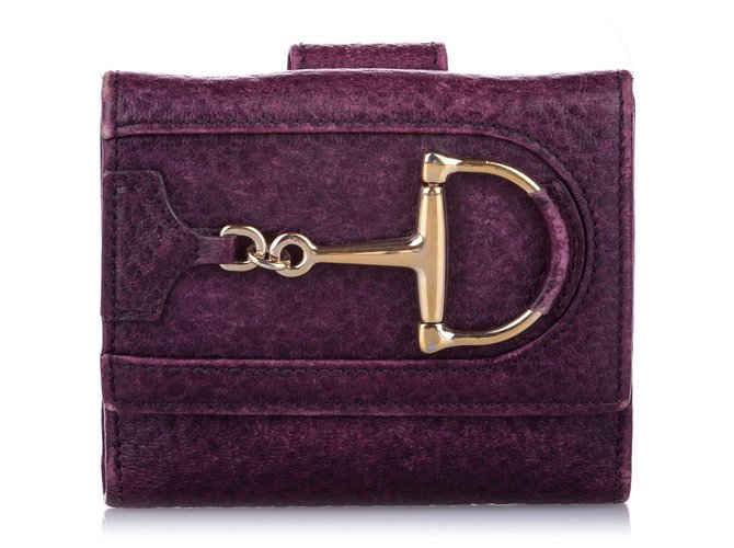 Petit portefeuille Gucci en cuir violet Hasler Veau façon poulain  ref.232556