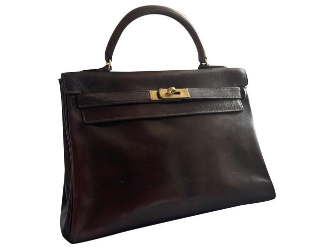 Hermès Kelly 32 Cuir Marron foncé  ref.232607