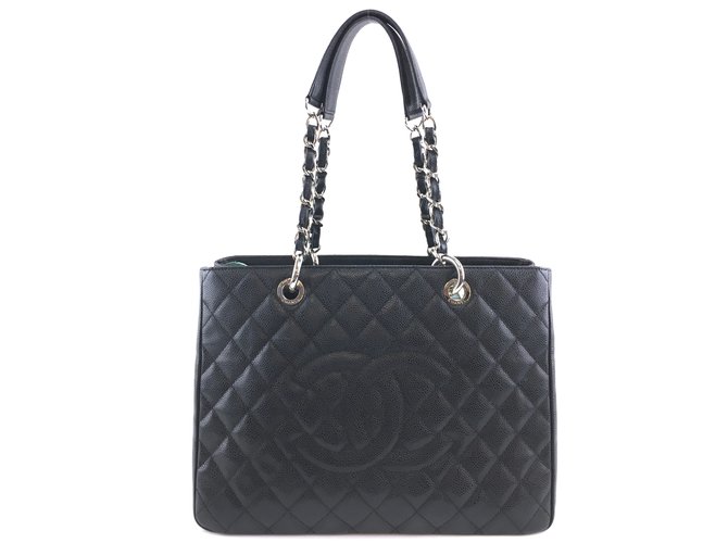 Chanel Gst Grand Shopping Black Quilted Caviar Leather  ref.232645