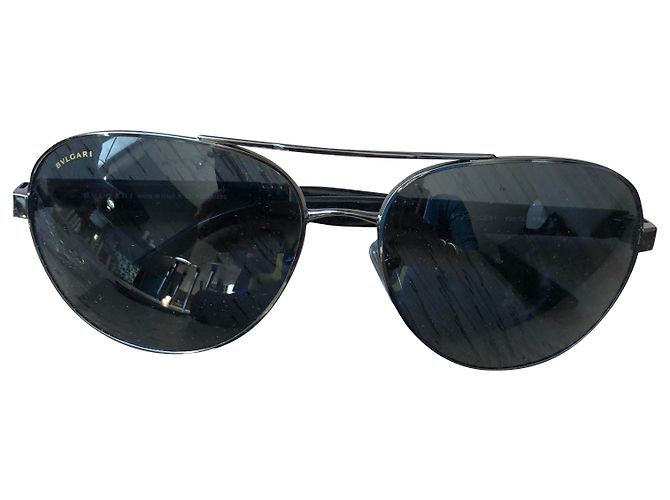 Gafas de sol Bulgari Aviator negras de acero Negro
