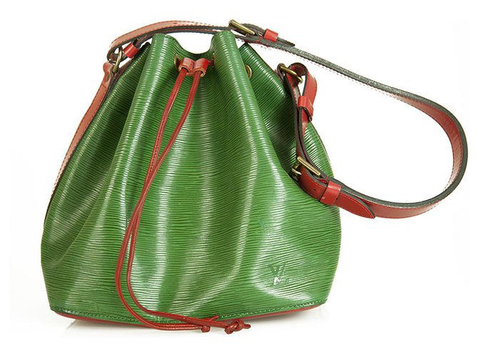 LOUIS VUITTON Epi Petit Noe Bicolor Green Red handbag Bucket bag M44147 Leather  ref.232728