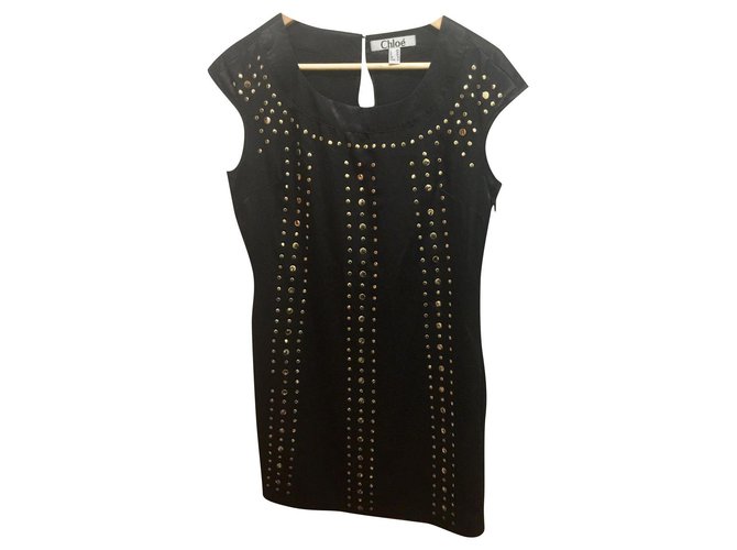 Chloé Black studded dress Satin  ref.232740