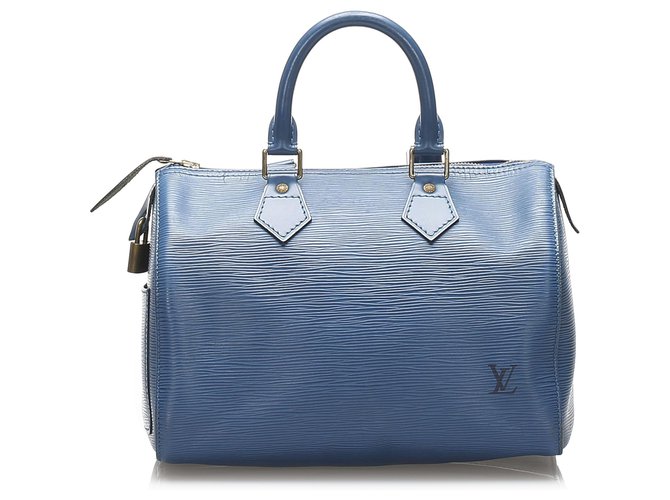Louis Vuitton Blue Epi Speedy 25 Azul Couro  ref.232760