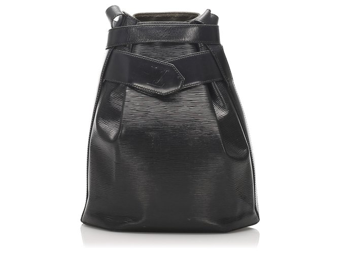 Louis Vuitton Black Epi Sac dEpaule Preto Couro  ref.232762