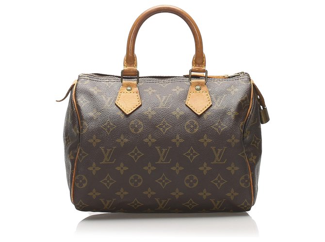 Louis Vuitton Brown Monogram Speedy 25 Leather Cloth  ref.232769