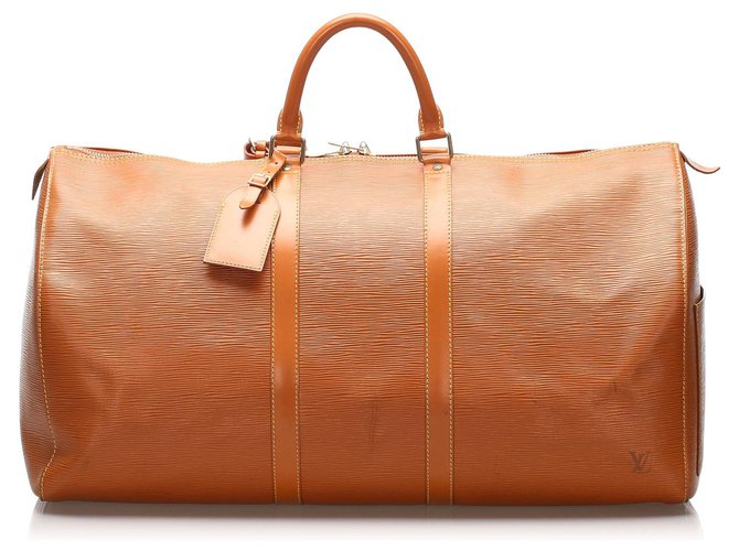 Louis Vuitton Brown Epi Keepall 55 Beige Leather ref.141942 - Joli