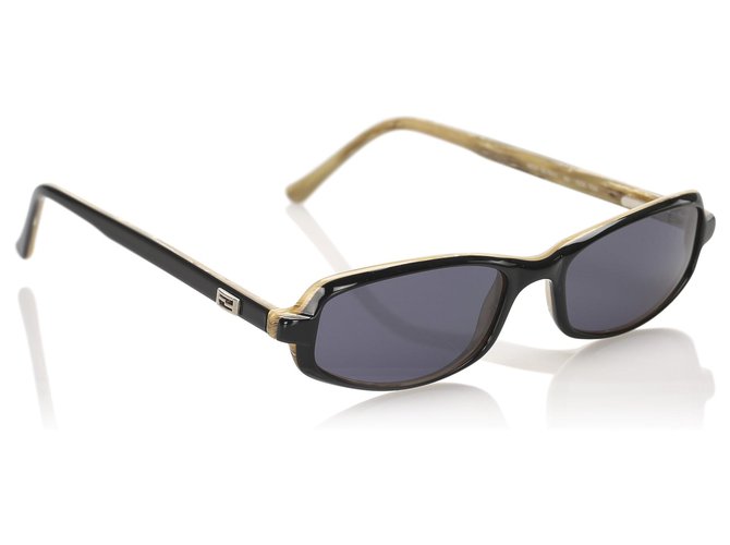 Fendi Black Round Tinted Sunglasses Brown Plastic  ref.232797