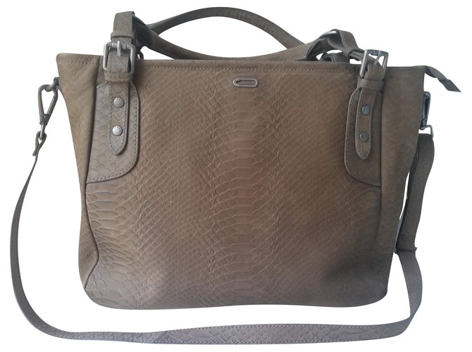 Ikks Handbags Khaki Leather  ref.232821