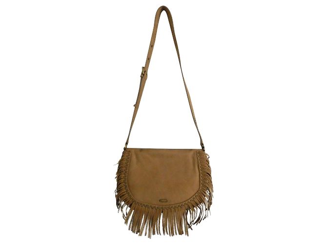 Borsa a tracolla Ikks in pelle di vitello sabbia Marrone Beige Marrone chiaro