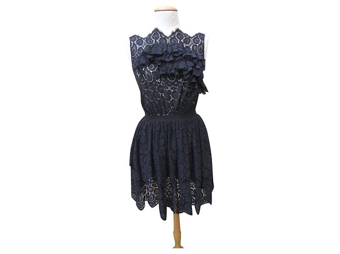 Vestido Nina Ricci negro de algodón Talla 38
