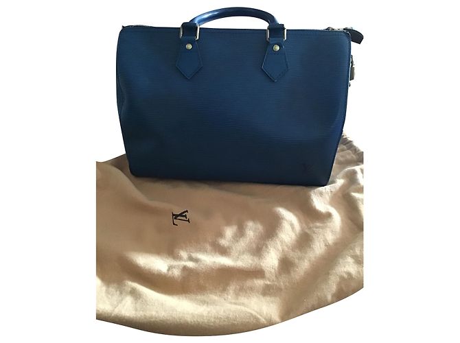Sac à main Louis Vuitton Speedy Blue Épi en cuir