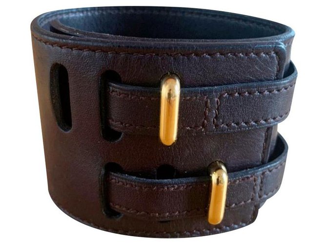 Hermès cuff Brown Leather  ref.232901