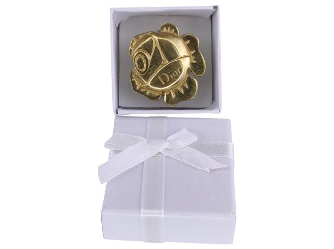Anel dior de flor dourada Gold hardware Aço  ref.232916