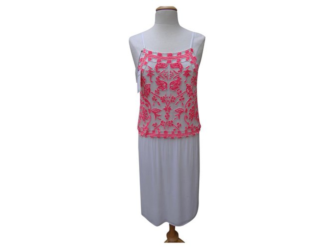 Antik Batik Dresses Pink White Viscose  ref.232935