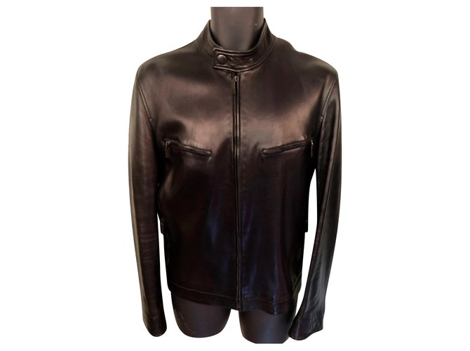 Gucci Men Coats Outerwear Black Leather  ref.232985