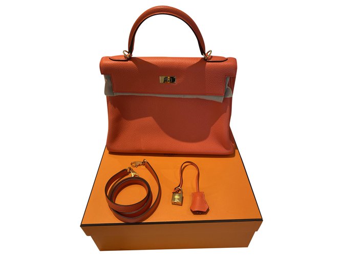 Hermès hermes kelly 32 Arancione Paglia ref.232994 - Joli Closet