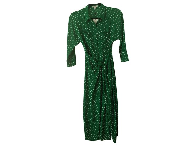 Whistles ABSTRACT SPOT SELMA TIE DRESS Green Polyester  ref.232995