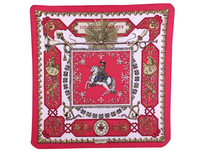 Hermès Ludovicus magnus, strillone con scatola. Bianco Rosso Seta  ref.233027