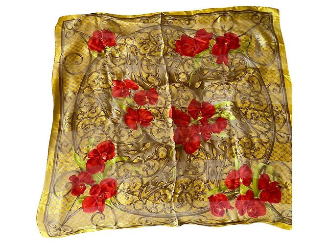 Sciarpa Dior in seta dorata D'oro 
