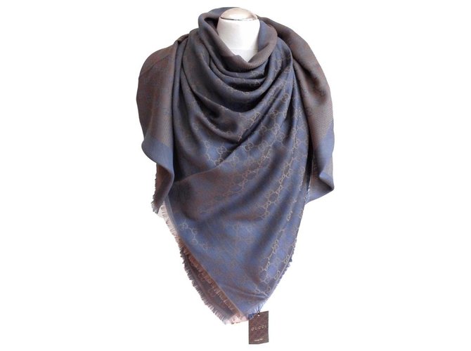 Gucci stola shawl Blue Wool  ref.233096