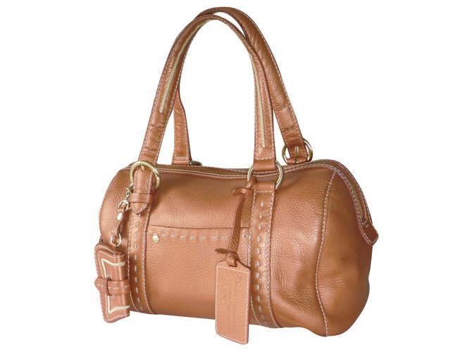 Large Lancel leather bag Light brown  ref.233118
