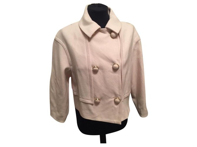 Temperley London Temperley lined breasted cashmere blend jacket Cream Wool  ref.233122